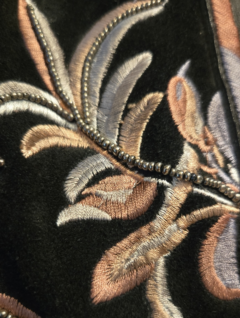 Free People Black Suede Embroidered Beaded Tote Bag Purse - Picture 14 of 16